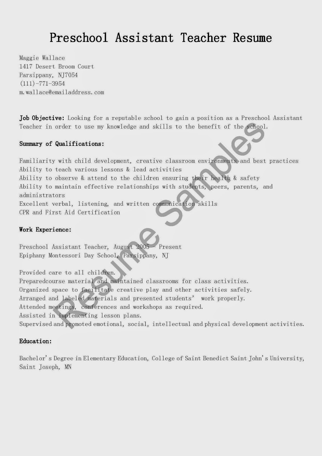 Care day resume worker